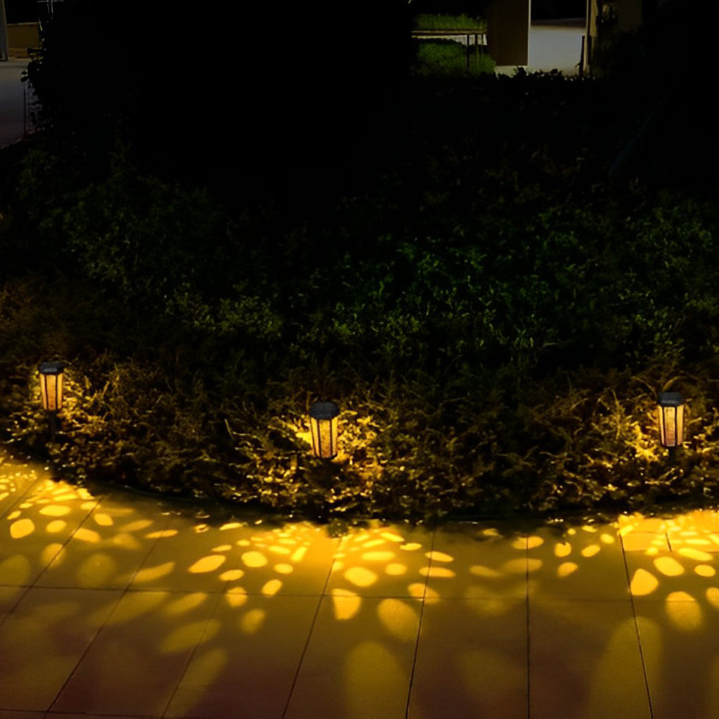 Colorful RGB Hexagon Hollow Solar Stake Light for Outdoor Landscaping