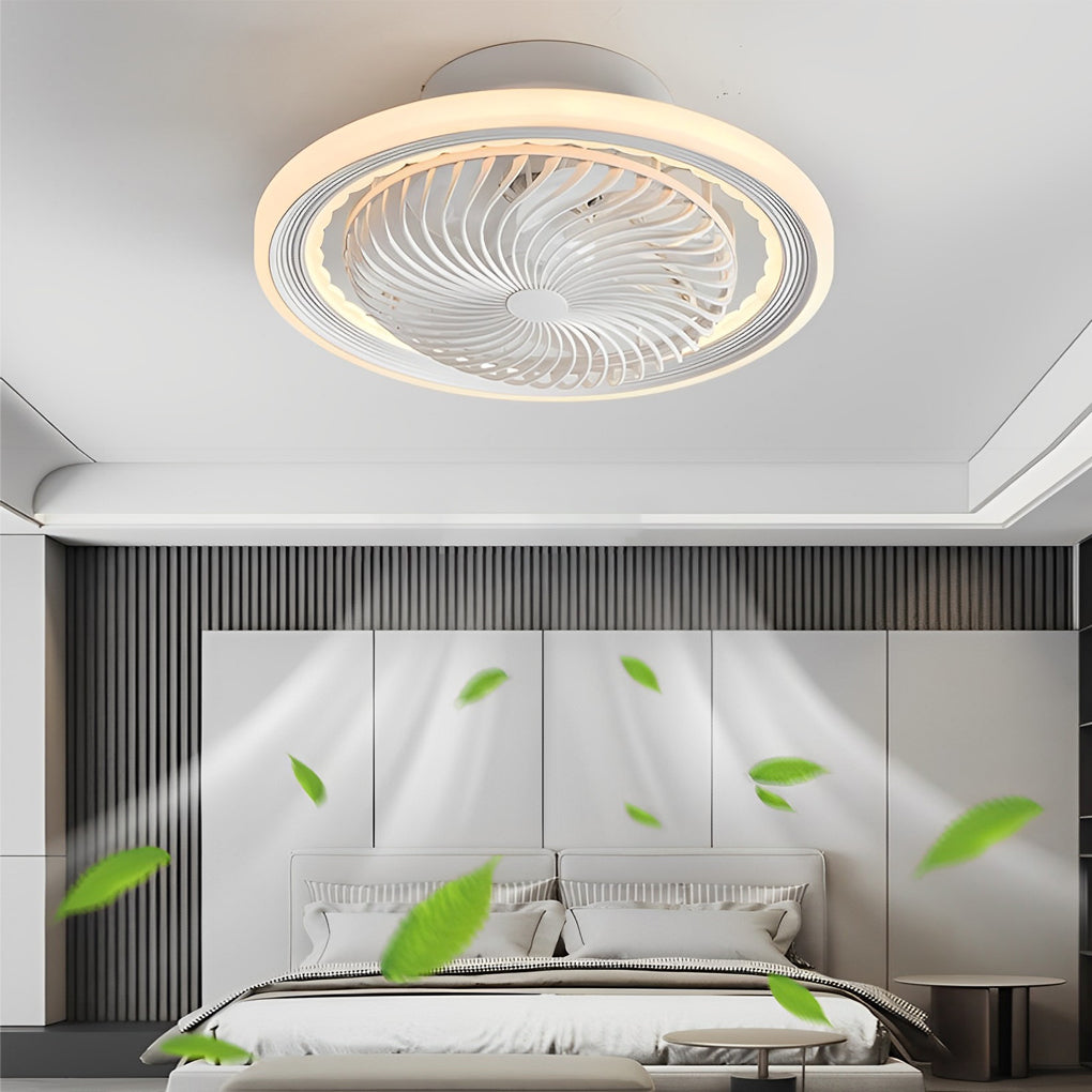 Stylish Bladeless LED Ceiling Fan with Round Mute Timing, 3-Step Dimming