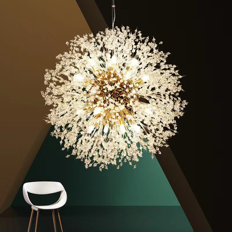 Scandinavian Style Dandelion Crystal Chandelier for Bedroom Lighting