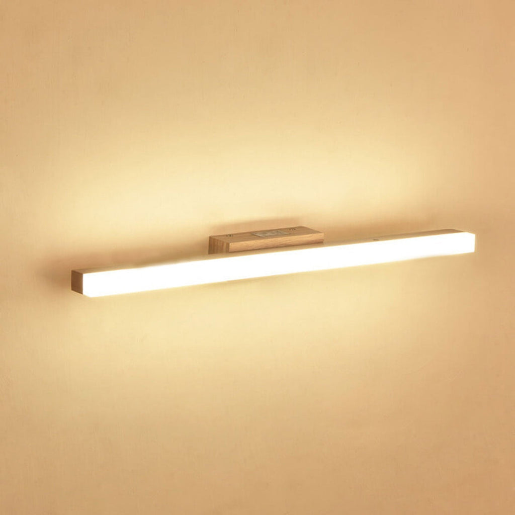 Scandinavian Natural Wood LED Wall Sconce Lamp for Modern Bathrooms