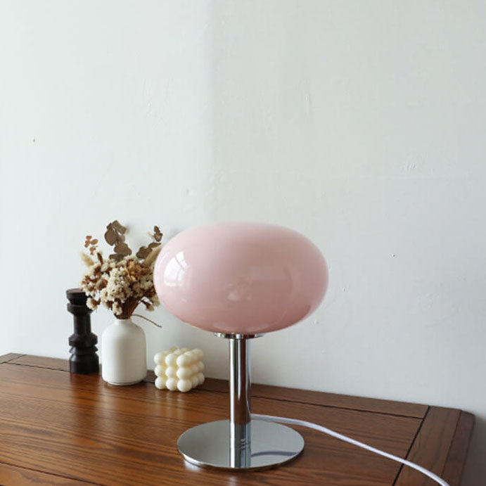 Modern Nordic Round Iron and Glass Table Lamp for Bedroom Decor