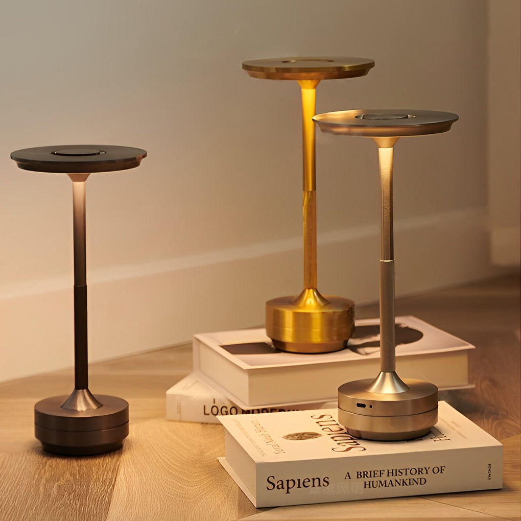 Modern Silver Plated Metal Cordless UFO Alien Table Lamp for Home Decor