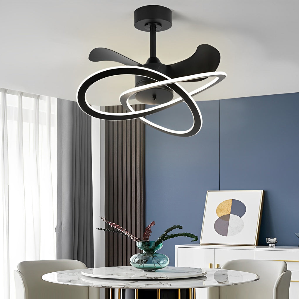 Nordic Bladeless Ceiling Fan with Flower LED Light for Modern Rooms