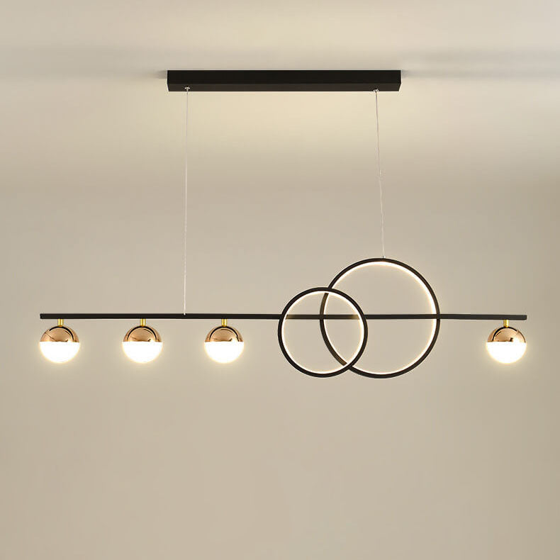 Sleek Silver LED Round Globe Chandelier Pendant Light for Kitchen Island