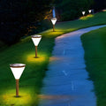 Sleek Gray Cone-Shaped LED Solar Path Light for Eco-Friendly Outdoors