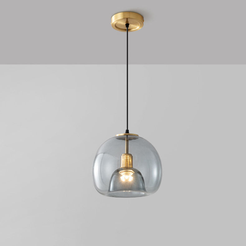 Scandinavian Round Copper Glass Chandelier Island Light for Dining Room
