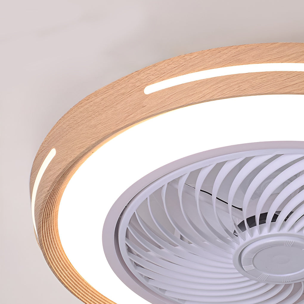 Sleek White Ultra-Thin LED Bladeless Ceiling Fan with Remote for Home