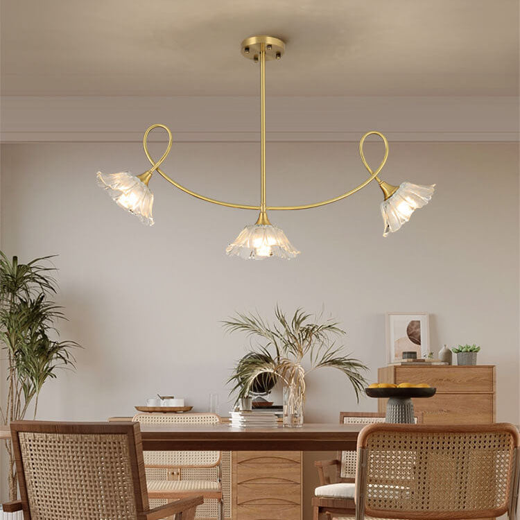 Vintage Floral Copper Glass Chandelier Fixture for Living Room Decor