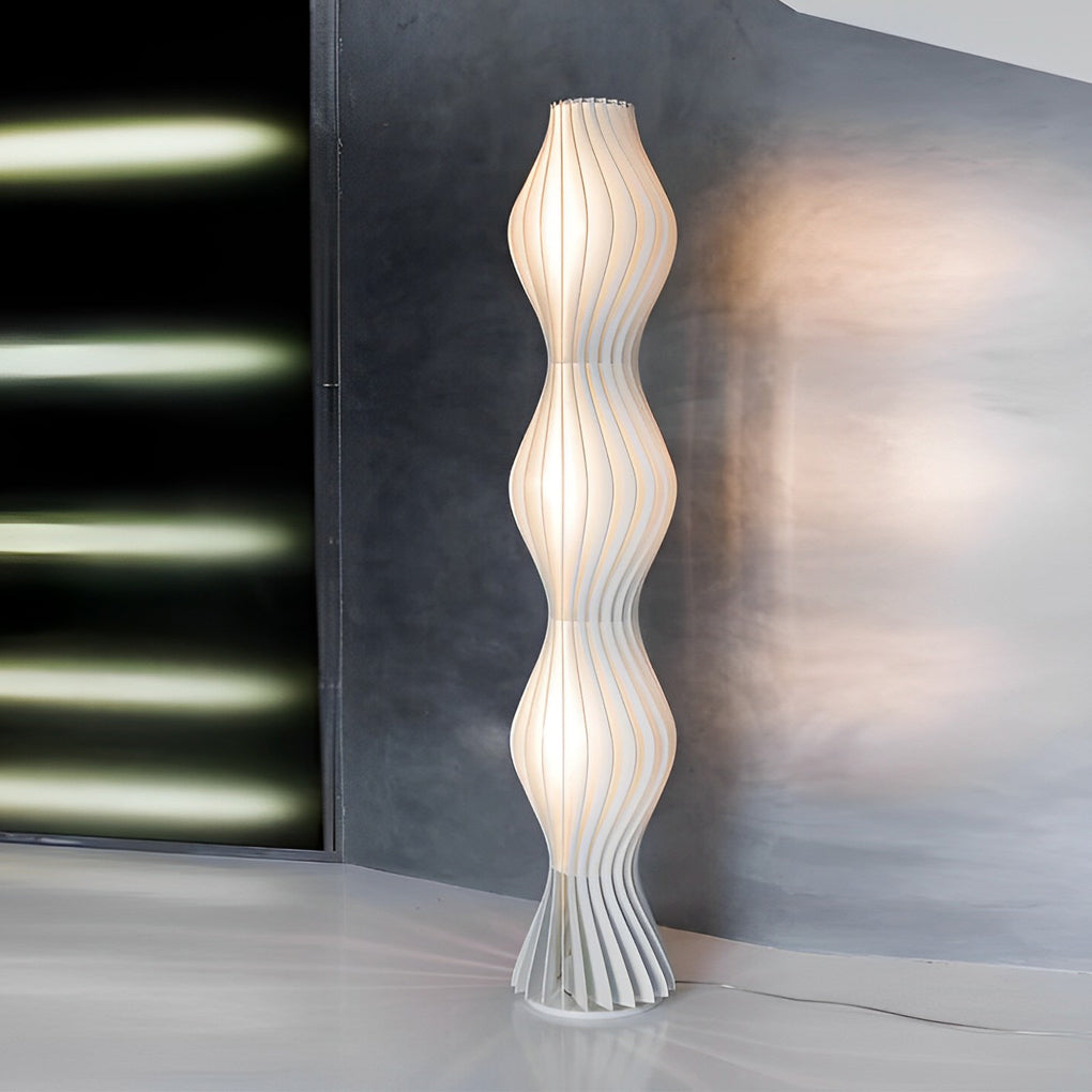 Modern Coastal Wavy White LED Floor Lamp for Beachy Living Room Decor