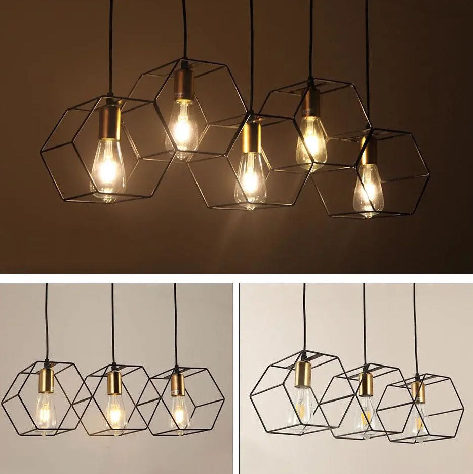 Industrial Geometric Iron 3/5 Light Island Chandelier for Dining Room
