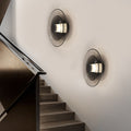 Nordic Style Double-Layered Round Glass LED Wall Sconce for Bedroom