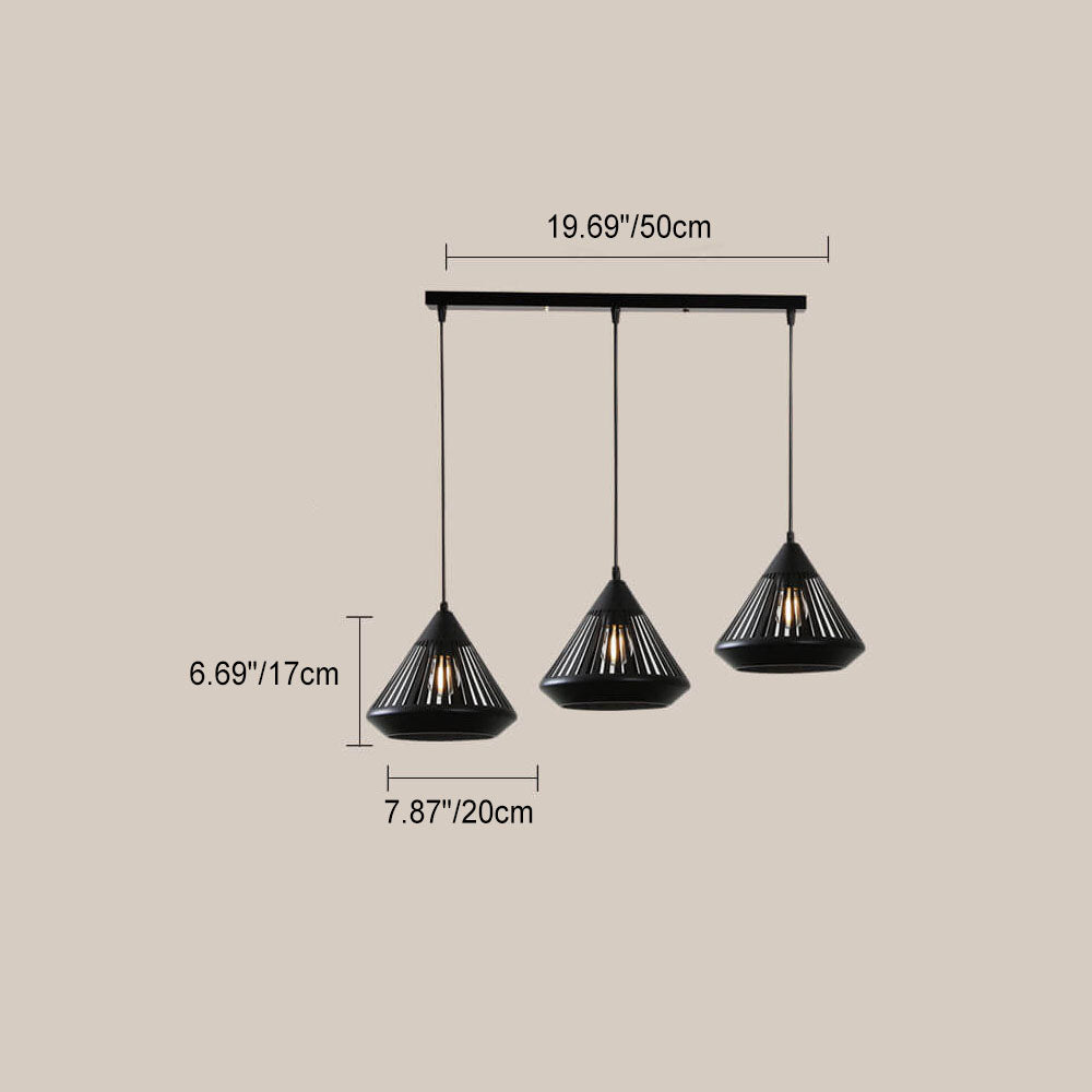 Modern Black Iron Hollow Diamond Chandelier Pendant for Kitchen Island