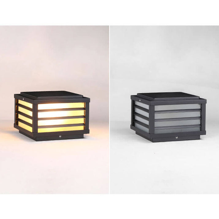 Sleek Black Solar-Powered Aluminum LED Post Light for Garden Landscape