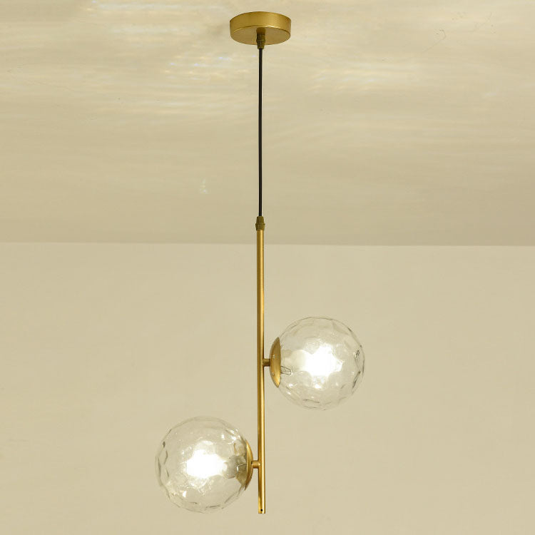 Modern Black Iron and Glass Round Ball Chandelier for Living Room
