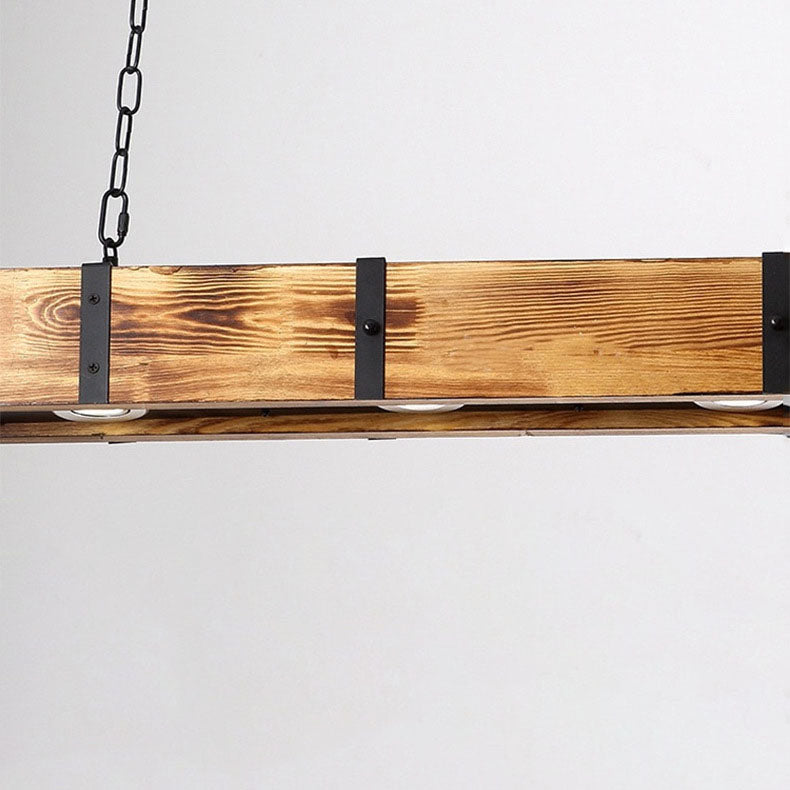 Rustic Vintage Wooden LED Island Chandelier for Dining Room Lighting