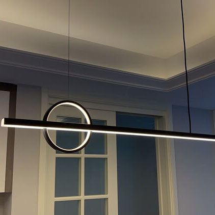Copper Minimalist LED Chandelier with Circle Design for Modern Living Room