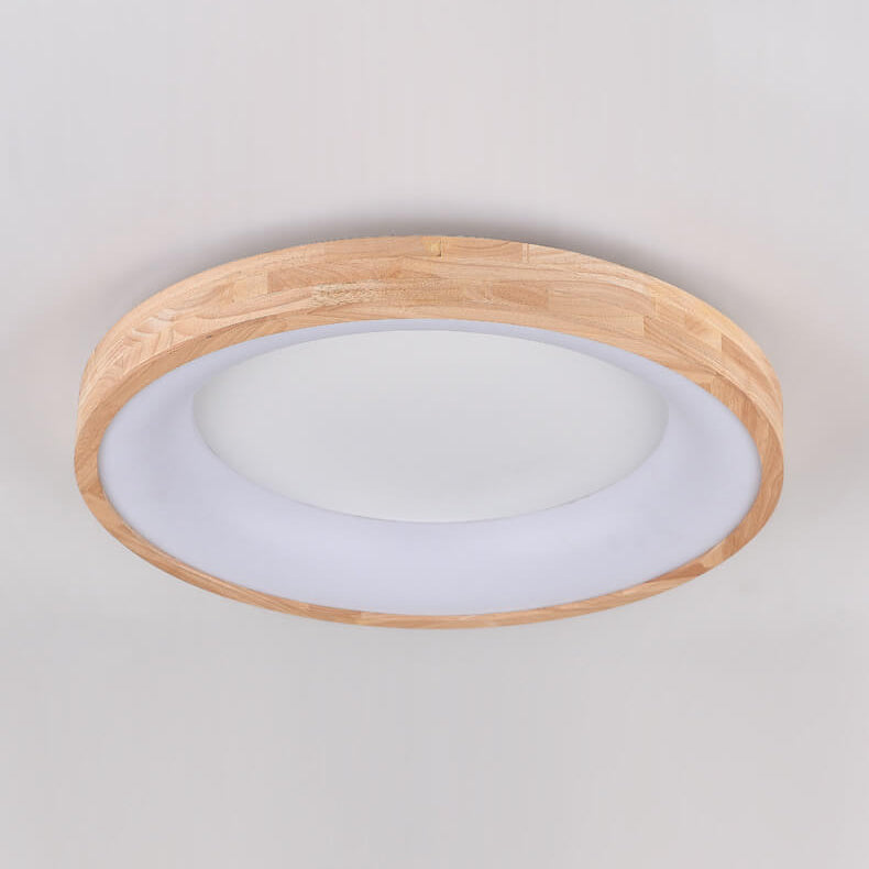 Scandinavian Style Natural Wood LED Flush Mount Ceiling Light for Hallway