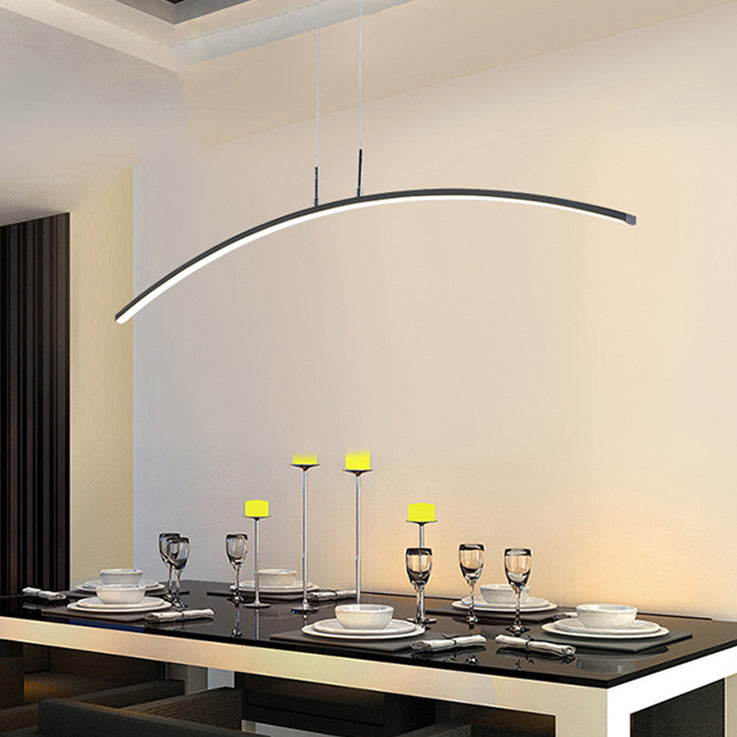 Nordic Minimalist White Arch Linear LED Chandelier for Modern Spaces