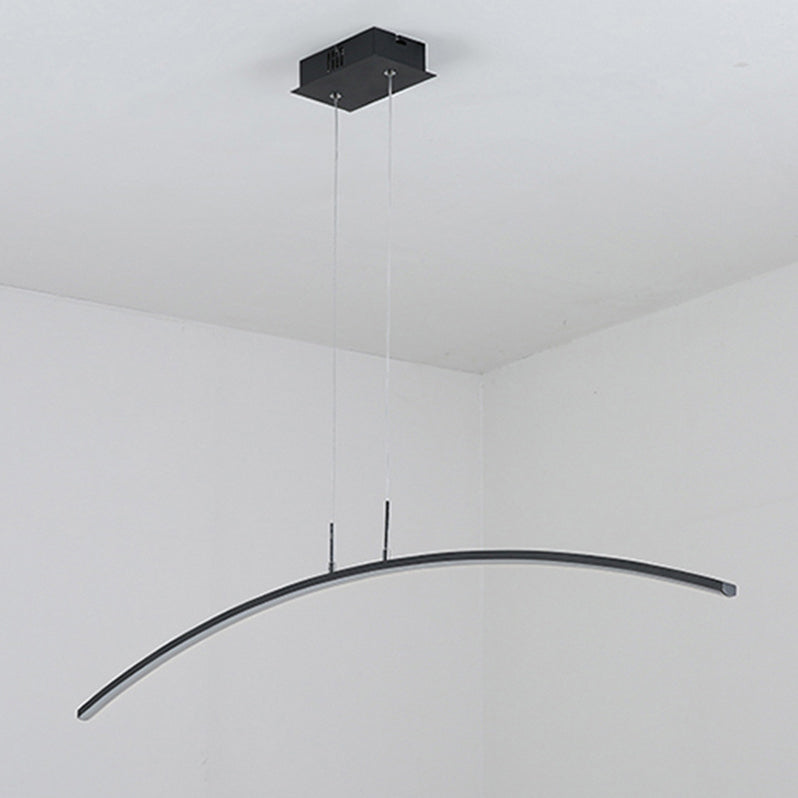 Nordic Minimalist White Arch Linear LED Chandelier for Modern Spaces