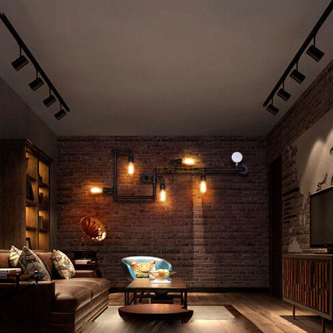 Rustic Industrial Black Metal 5-Light Wall Sconce for Home Decor