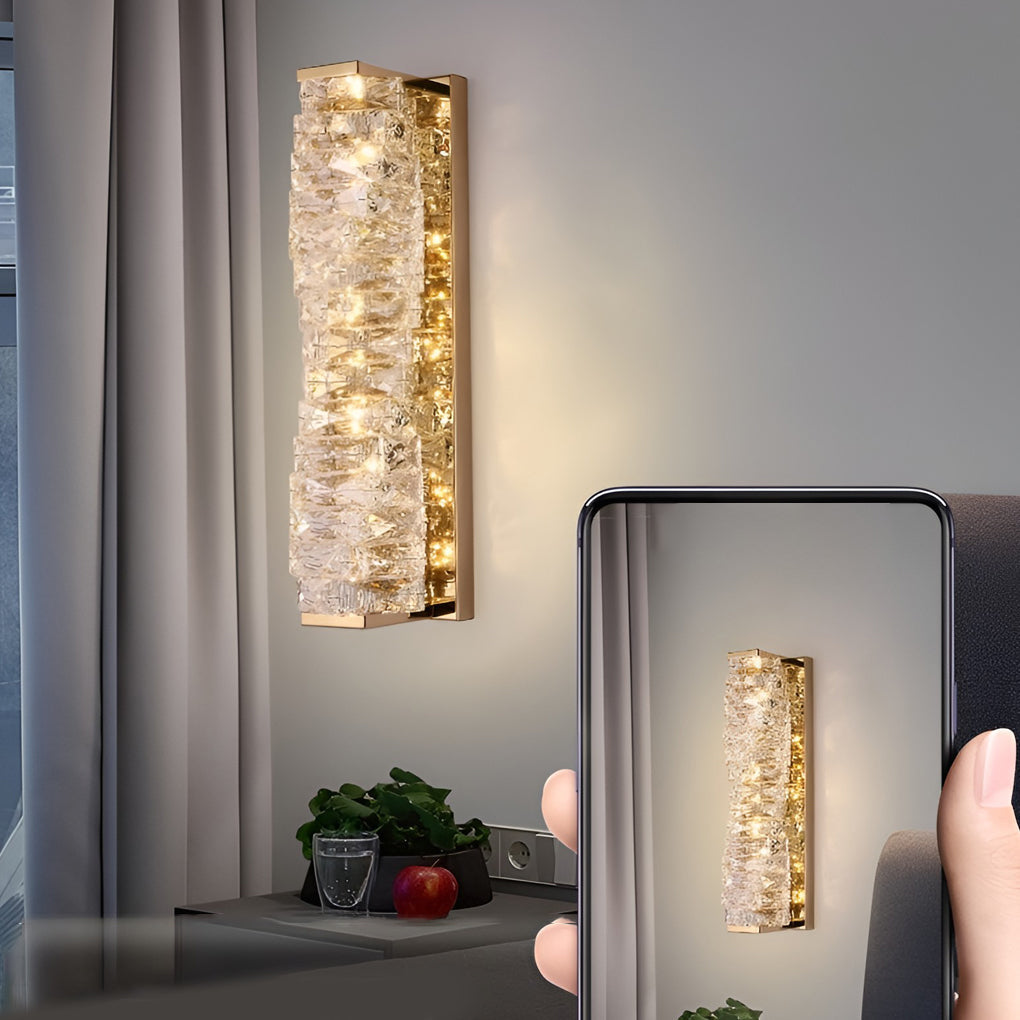 Modern Crystal LED Wall Sconce Light with Three Dimming Levels for Living Room