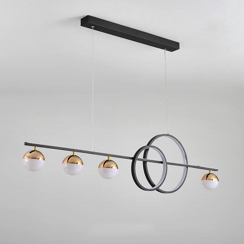 Sleek Silver LED Round Globe Chandelier Pendant Light for Kitchen Island