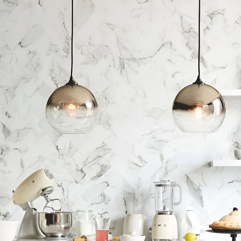 Modern Clear Glass Round Pendant Light Fixture for Dining Room Decor
