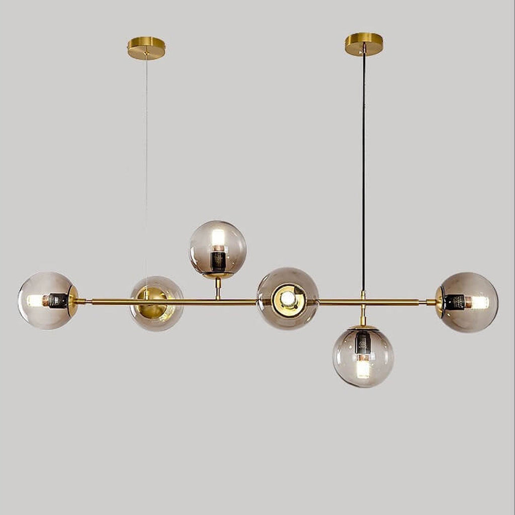 Elegant Modern Minimalist 6-Light Glass Globe Chandelier for Dining Room