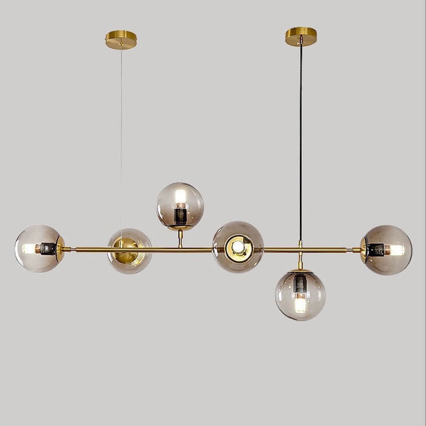 Elegant Modern Minimalist 6-Light Glass Globe Chandelier for Dining Room