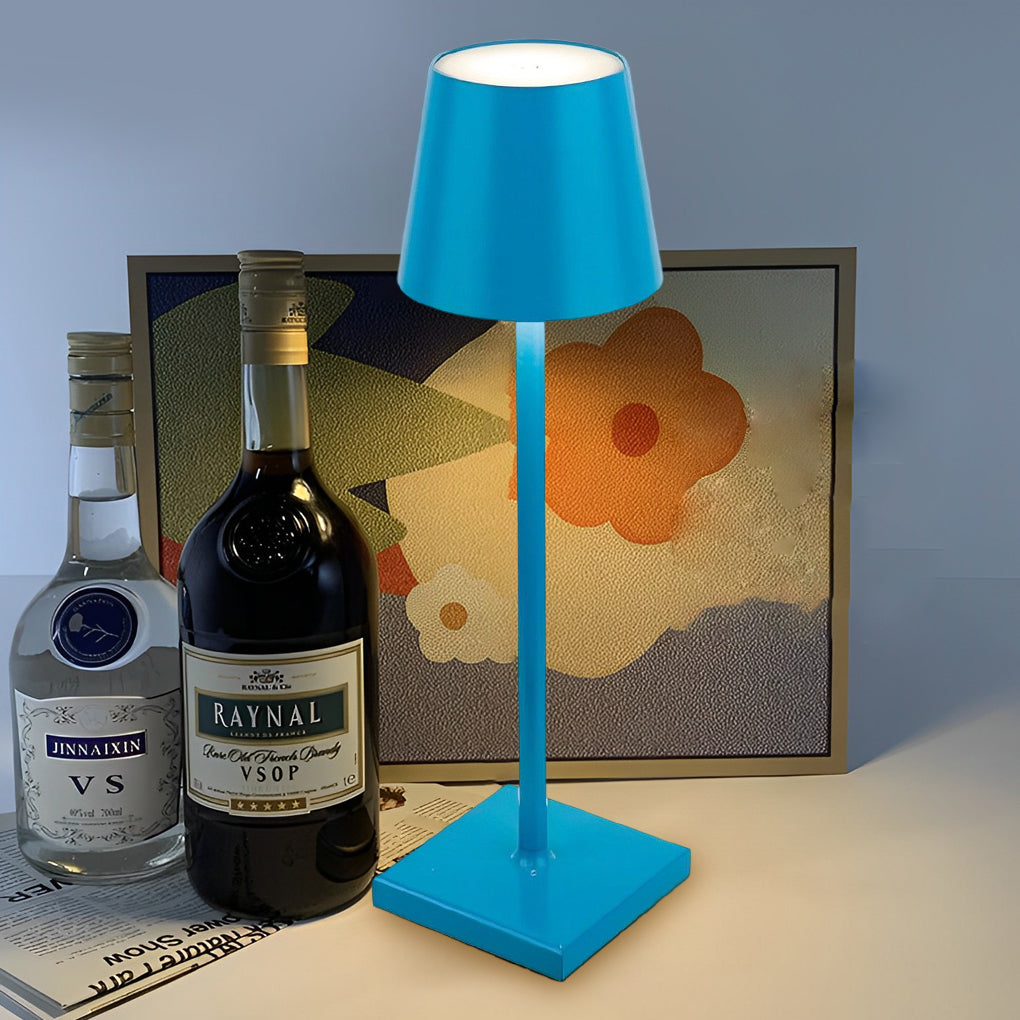 Stylish Aluminum Portable Rechargeable Touch-Control Table Lamp - Grey