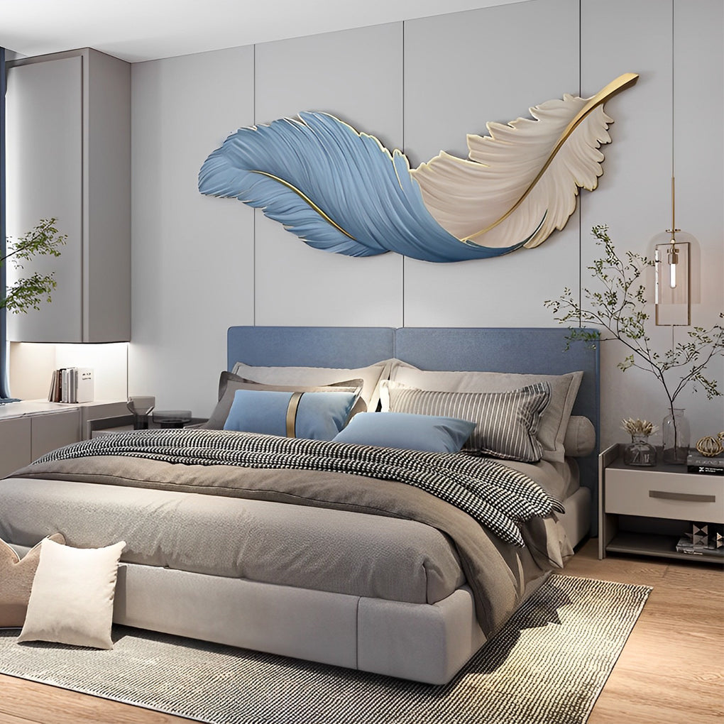 Modern White Feather LED Wall Lamp for Luxury Living Room Decor