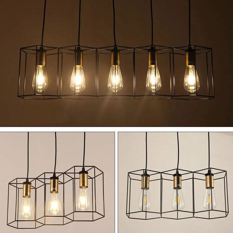 Industrial Geometric Iron 3/5 Light Island Chandelier for Dining Room