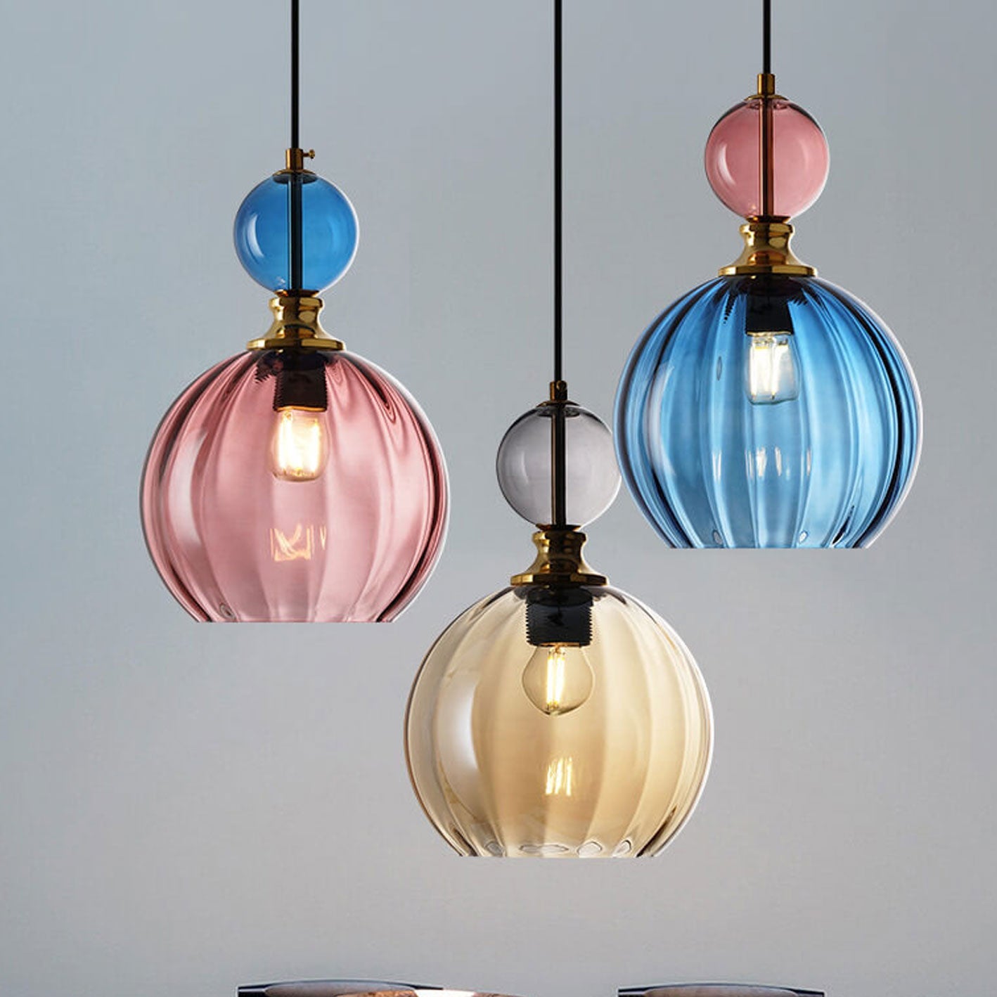 Creative Danish Striped Glass Round Chandelier for Modern Living Spaces