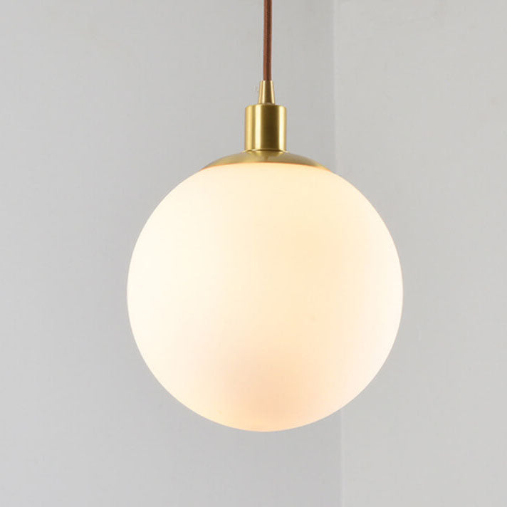 Modern White Orb 1-Light Pendant Fixture for Bedroom Nordic Minimalism