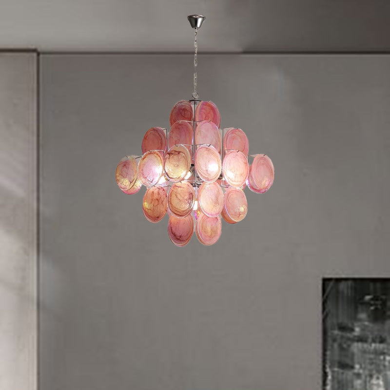Classic French Floral Iron and Glass Chandelier for Elegant Living Room