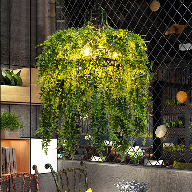 Elegant Green Leaf 3-Light Metal Chandelier for Dining & Living Room