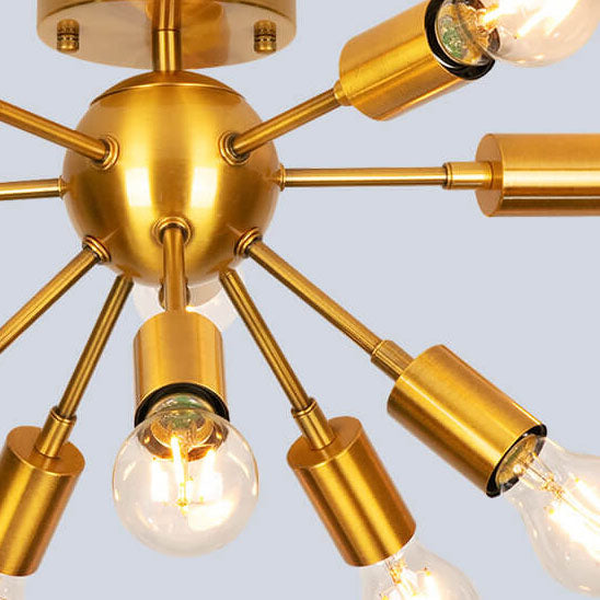 Modern Golden Iron Frame Glass Chandelier 10-Light for Dining Room
