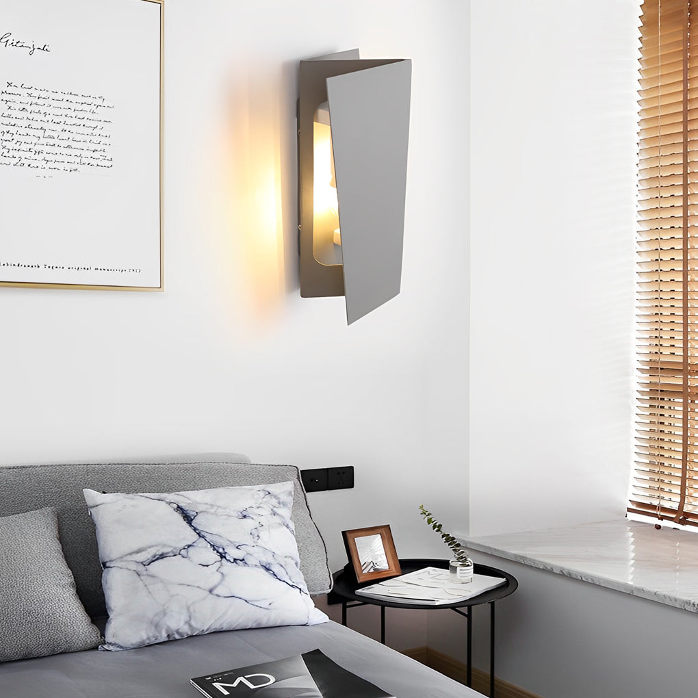 Modern Black Iron Folding Rectangular LED Wall Lamp for Living Spaces