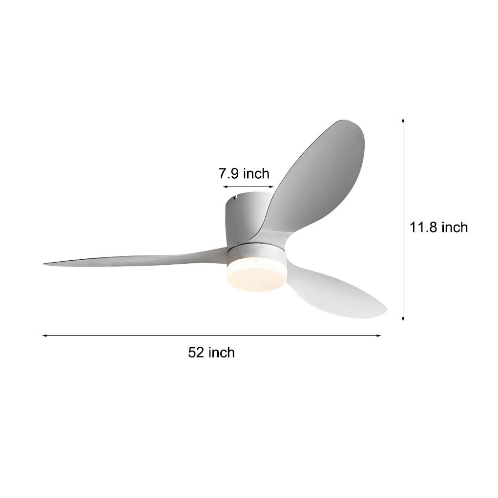Dimmable 52-Inch Modern White LED Ceiling Fan with Remote for Living Room