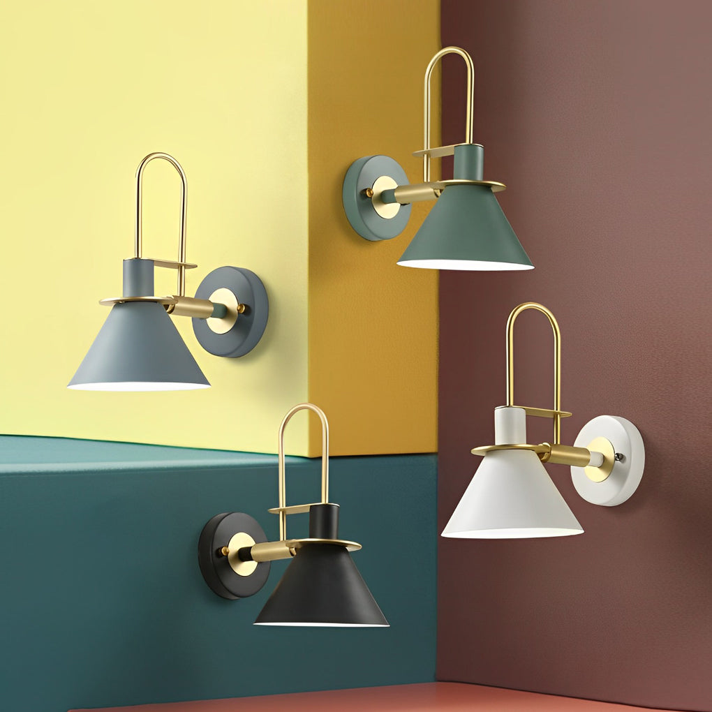 Modern Black Iron Horn-Shaped Wall Sconce for Living Room Decor