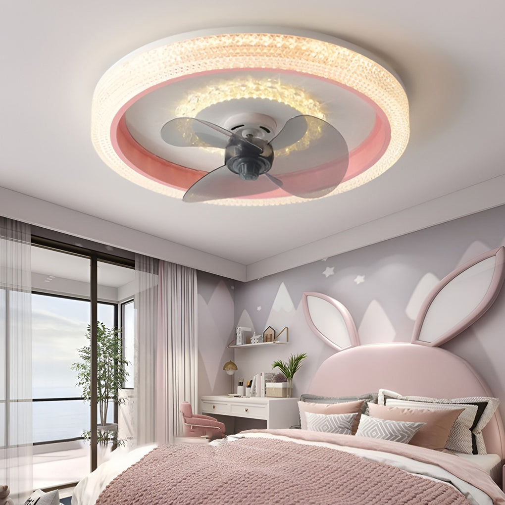 Muted Round 360° Rotatable LED Ceiling Fan Light for Modern Spaces