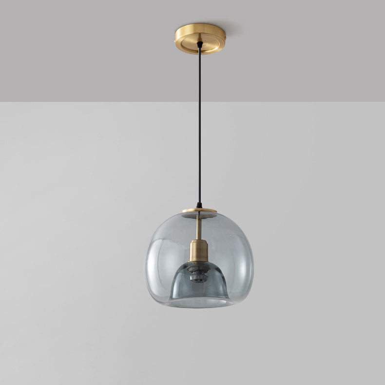 Scandinavian Round Copper Glass Chandelier Island Light for Dining Room