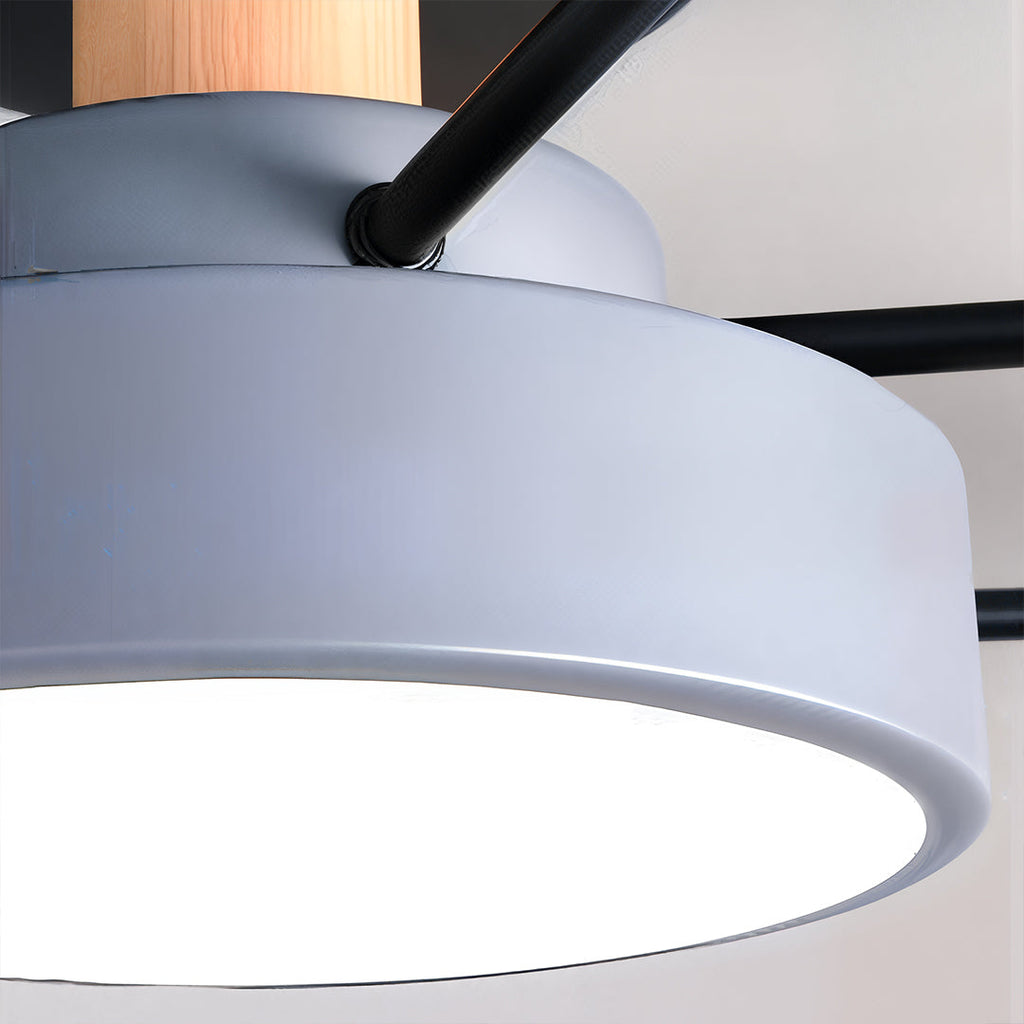 Sputnik Style Metal & Wood Chandelier Ceiling Light for Kids' Room