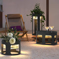 Modern White Round Solar-Powered LED Table Lamp for Outdoor Use
