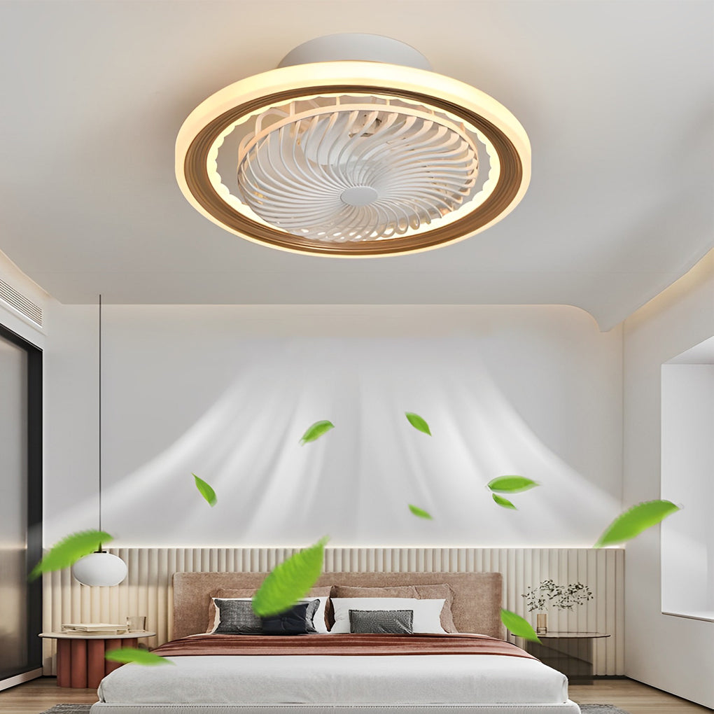 Stylish Bladeless LED Ceiling Fan with Round Mute Timing, 3-Step Dimming