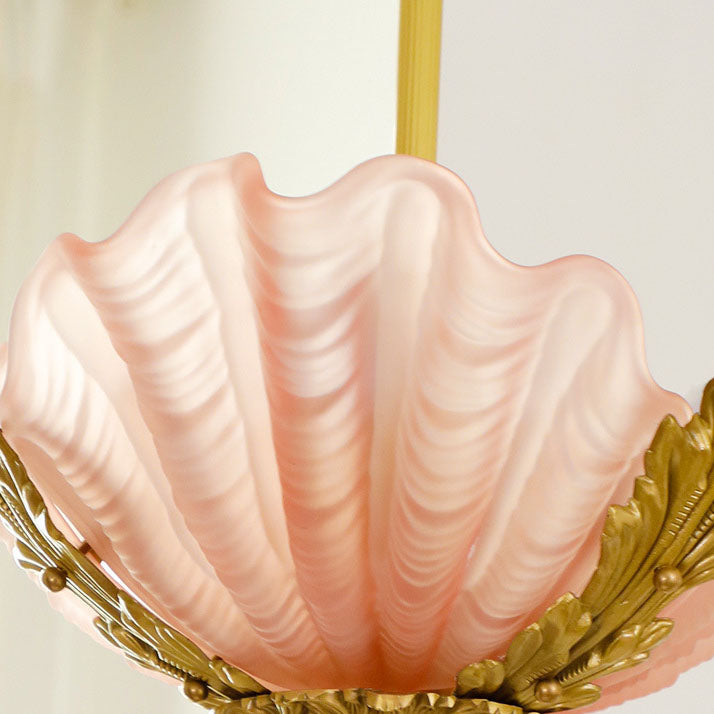 Elegant Brass and Glass 3/4 Light Shell Chandelier for Living Room