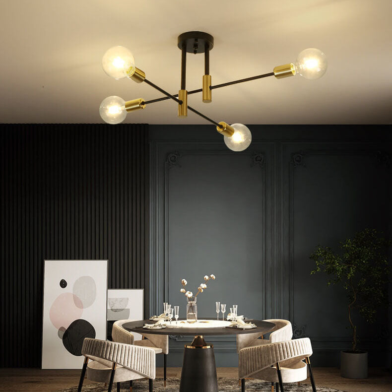 Nordic Minimalist Black Iron 4/6/8-Light Chandelier for Kitchen Island
