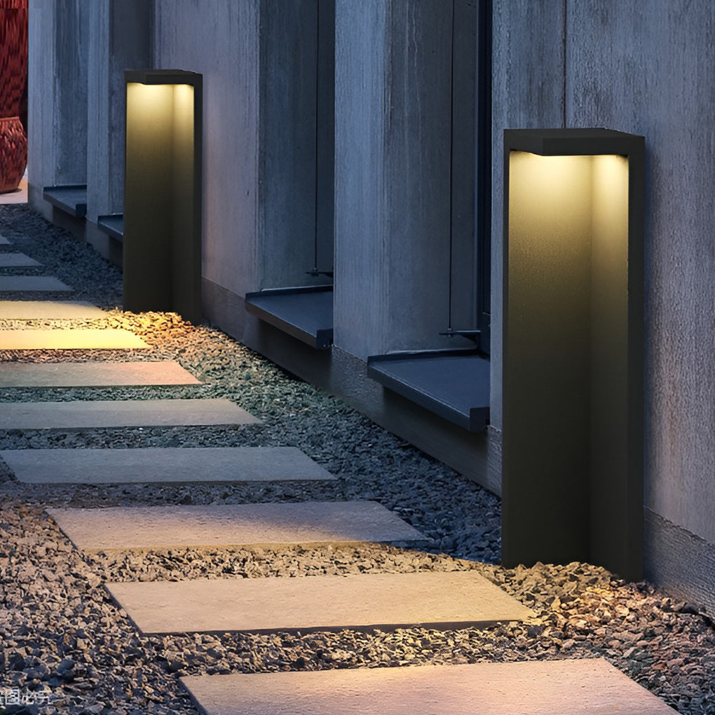 Modern Gray LED Half-Cut Rectangular Outdoor Path Light - IP54 Waterproof