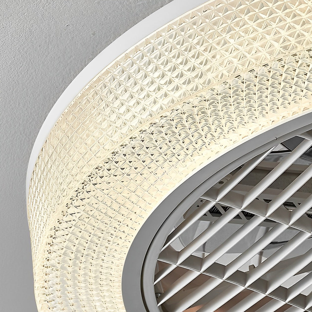 Modern Bladeless Round Dimmable LED Ceiling Fan Light for Living Room