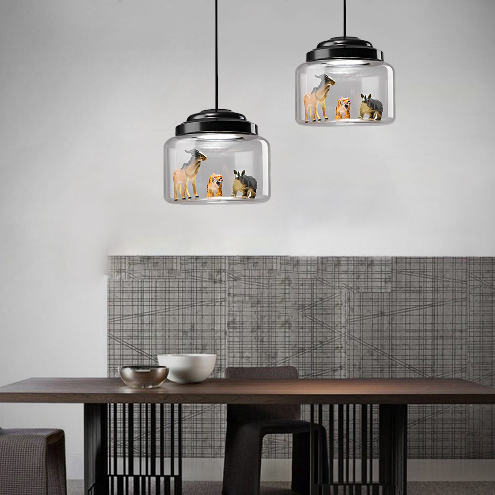Modern Black Glass Jar LED Pendant Light for Home Decor and Offices